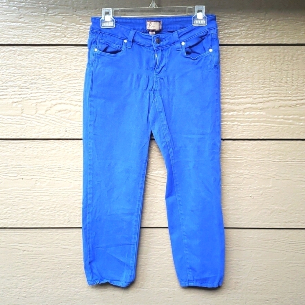 Paige Premium Denim Roxie Capri Electric Blue Jeggings Size 26